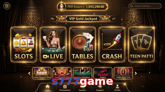 Main screen of S777game casino page for PK players